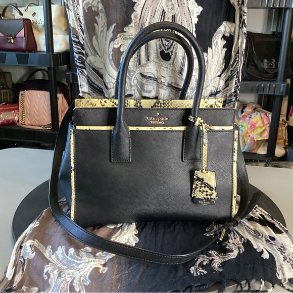 Kate Spade black Saffiano leather with snakeskin embossed trim - Picture 9 of 9